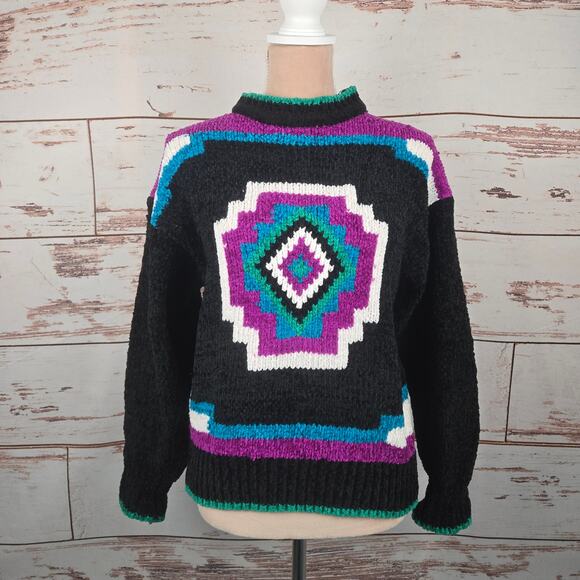 Vintage Pioneer Wear Aztec Sweater Chenille Size Small - MINOR FLAWS - Picture 1 of 11
